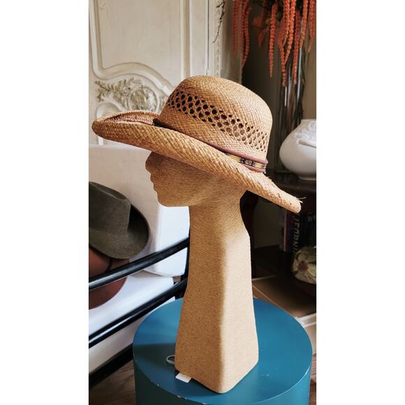 Vintage Shady Brady Straw Hat Western Sz M Handmade in USA Round Top - Picture 1 of 11